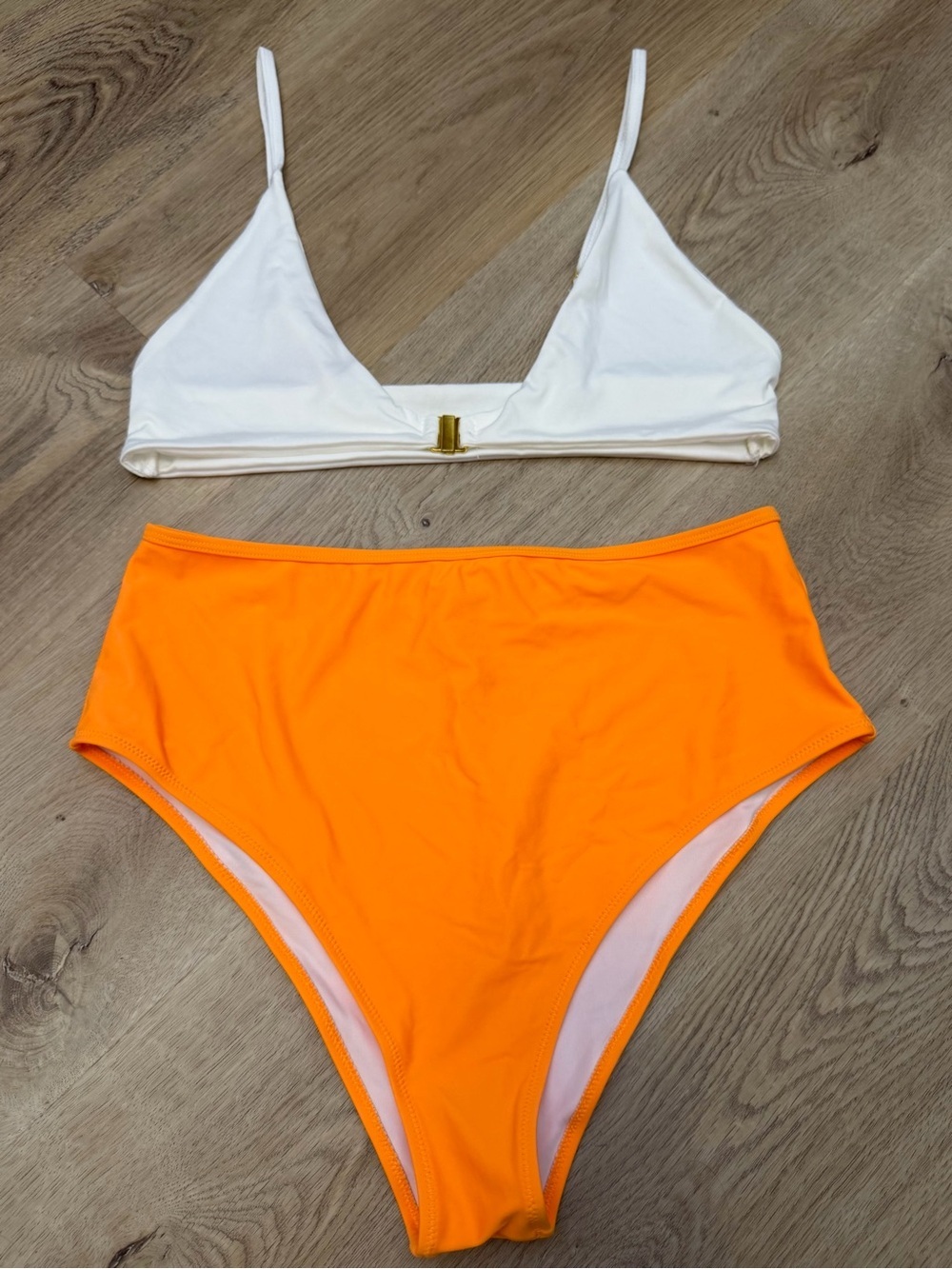 Cupshe White and Orange Bikini Set